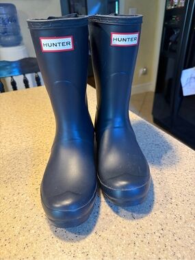 Hunter Navy Rubber Mid-Calf Rain Boots
